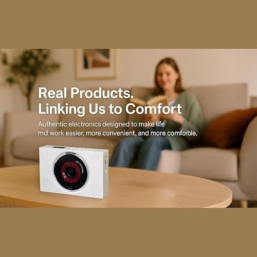 Portable CD Player with Speakers, Desktop CD Players for Home, Bluetooth, Remote Control, LED Screen, FM Radio, U Disk, AUX Port, Wired, White thumbnail 4