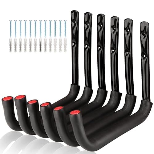 Naikozmo Garage Storage Ladders Hooks, 6 Pack Heavy Duty Utility Hanger, 9.8IN Wall Mount Rack Safely Holds 50 Pounds - Image 1