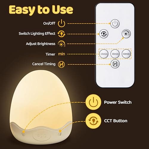 COOLNIGHT Nachtlicht Kinder, Stilllicht Touch Dimmbar mit 10 Helligkeit 10 Farben, 3600mAh+Timer+Fernbedienung LED Nachtlicht Baby, Tragbar & USB Aufladbar & Kabellos Nachttischlampe, Baby Geschenke thumbnail 9