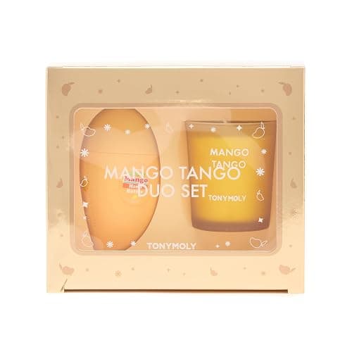 TONYMOLY Mango Tango Duo Gift Set – Nourishing Mango Hand Butter with Shea Butter & Oils + Mango Scented Candle, Hydrating & Soothing Holiday Gift for Soft Hands 2pc Gift Wrapped Set - Image 1