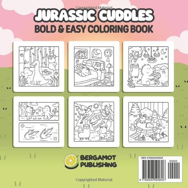 Jurassic Cuddles: Bold & Easy Coloring Book for Adults and Teens Featuring Adventures with Cute Friends and Dinosaurs thumbnail 2