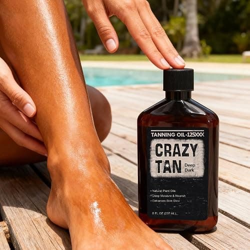 Crazytan Tanning Oil 125xxx 8oz Deep Dark Natural Oil– Fresh Citrus Scent – Made in USA thumbnail 9
