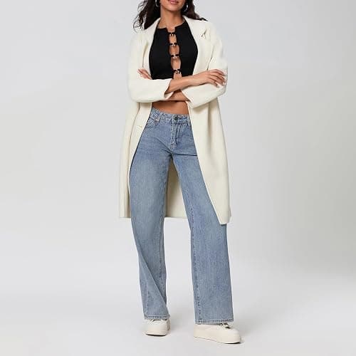 Kodaruber Women Y2k Low Rise Baggy Jeans Loose Fit Boyfriend Straight Wide Leg Jeans Trendy Stretch Long Denim Pants thumbnail 4