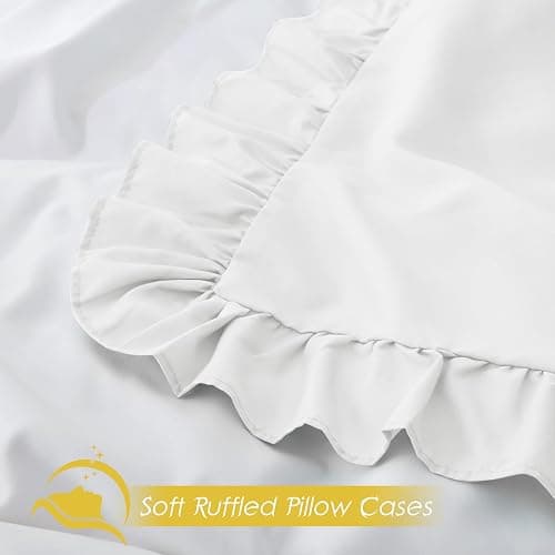 Cobedzy Ruffled Pillow Cases Set of 2, White Standard Pillow Shams Brushed Microfiber Edge Ruffled Soft Pillow Cover with Envelope Closure for Bedding Decor (20"x26") thumbnail 4
