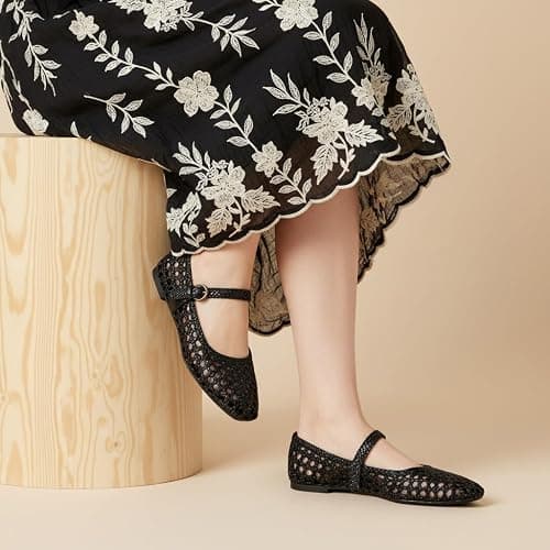 CUSHIONAIRE Weston Hand Woven Mary Jane Flats for Women, Comfortable Dressy Ballet Flats with Braided Adjustable Buckle and Memory Foam Cushioning thumbnail 8