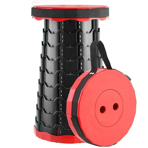 Doseno Foldable Stool, Camping Stools for Adults Thickened Portable Collapsible Retractable Stool for Fishing, Camp Chair for Hiking, BBQ, Parties, Outdoor Activities (Red) - Image 1