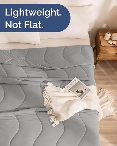 Cooling Comforter Twin/Twin XL Size - Cooling Blanket for Hot Sleepers and Night Sweats - Summer Comforter for Twin/Twin XL Size Beds - Soft, Breathable Cold Blanket for Sleeping - 60x90 (Light Grey) thumbnail 5