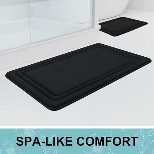 Grandaily Memory Foam Bath Mat Rug 24x16, Ultra Soft, Non-Slip and Absorbent Bathroom Rugs, Machine Wash Dry, Comfortable Bath Carpet for Bathroom Floor, Tub and Shower, Black thumbnail 7