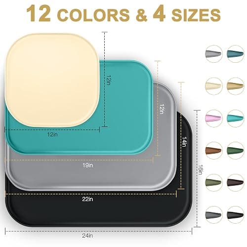 SMILOOL Silicone Pet Food Mat with Raised Edge for Food and Water Bowl, Dog Feeding Mats, Cat Food Trays for Floor Waterproof, Rubber Tray for Dogs and Cats, 19 x 12 x 0.7 White Sand thumbnail 2