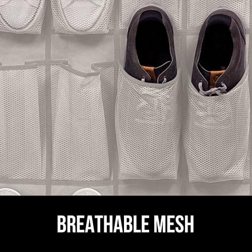 GORILLA GRIP Over the Door Shoe Organizer, 24 Large Breathable Mesh Pockets, Space Saving Hanging Storage Holder, Closet Rack Hanger Holds Up to 40 lbs, Hangs on Closets for Shoes, Accessories, Linen thumbnail 6