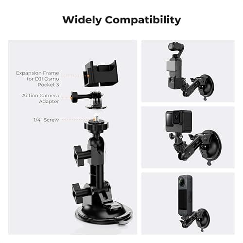 K&F CONCEPT Suction Cup Mount for DJI Osmo Pocket 3, Car Windshield Window Dash Mount Holder for GoPro Hero 13/12/11/10/9 Black, DJI Osmo Action 3/4/5 Pro, Insta360 X5/X4 Accessories thumbnail 4