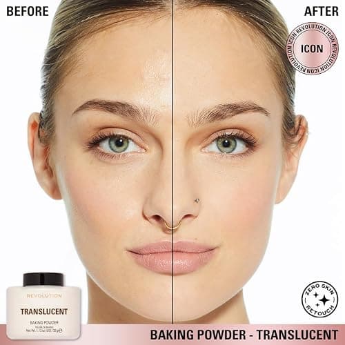 Revolution, Loose Baking Powder, Makeup Setting Powder, Long-Lasting Coverage, Mattifies & Reduces Shine, Translucent, 1.12 oz thumbnail 4