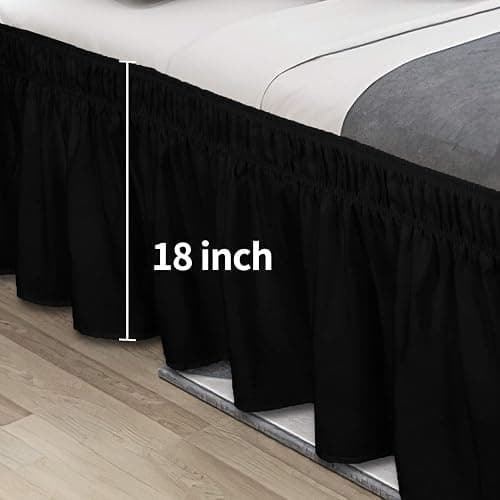 Easy-Going Bed Skirt for Queen or King Size Bed, 18 Inch Tailored Drop, Fitted with Adjustable Elastic Belt, Convenient to Use Without Lift The Mattress (Queen/King, Black) thumbnail 3