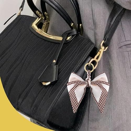 Ancnoz Silky Satin Bow Key Chain for Women Handbags Purse Bowknot Keychain for Ladies Bag Pendant thumbnail 2