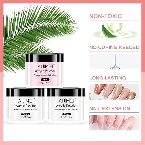 AIJIMEI Acrylic Nail Kit Acrylic nail Powder and Liquid Monomer Acrylic Nail Tools Set Nail Extension Acrylic Nail System Nail Art Starter Kit thumbnail 2
