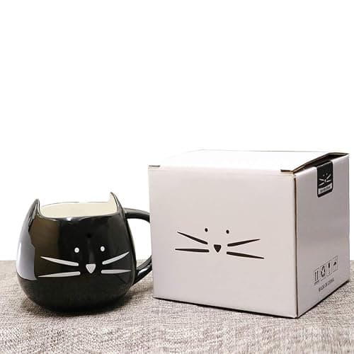 Koolkatkoo Cute Ceramic Cat Coffee Mug 12 oz Cat Lovers Kitty Tea Mugs Gifts for Women Girls Black thumbnail 4