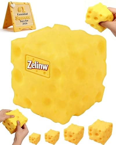 Big Cheese Squishy Jumbo Large Squishy Cheese Block Giant Stress Relief Ball Block Squeeze Toy Huge Yellow Rebounding Squishies Cheesess Cube for Autism ADHD Soft Novelty Toy for Adults Gift(2.4in) - Image 1