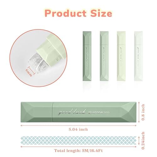 Temiary 4-Pack Double Sided Tape Roller, 6 mm x 196 Inch Adhesive Tape Glue Scrapbook Dispenser Runner for Scrapbooking Craft Supplies Office School (Green) thumbnail 2