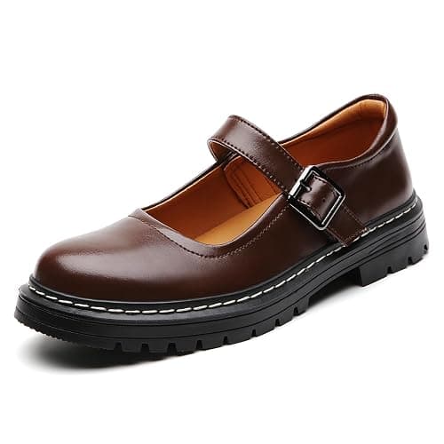 Mary Jane Shoes Women Platform Non-Slip Classics Round Toe Ankle Strap Comfort Casual Oxford Dress Work Mary Jane Flat Shoes - Image 1