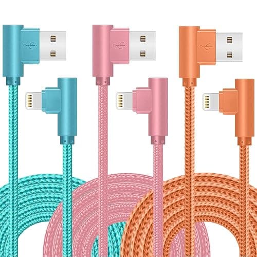 iPhone Charger, 3 Pack 10FT 90 Degree Charging Cable MFi Certified USB Lightning Cable Nylon Braided Fast Charging Cord Compatible for iPhone 14/13/12/11/X/Max/8/7/6/6S/5/5S/SE/Plus/iPad (10FT) - Image 1
