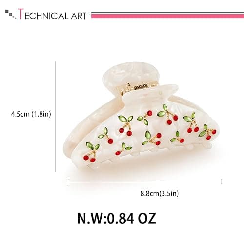 LILIE&WHITE Acrylic Hair Clips Claws For Women With The Rhinestone Pattern In Red Cherry Shape Hair Clip For Thick Hair Hair clips for styling sectioning 1PC thumbnail 6