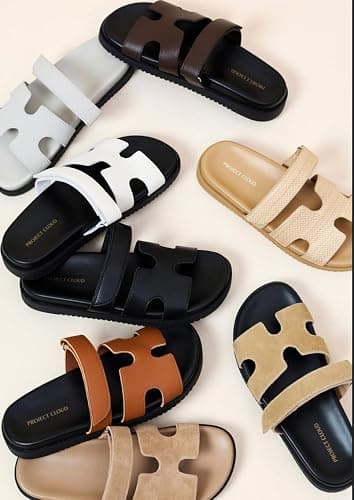 Project Cloud 100% Genuine Leather Sandals for Women Footwear - Stylish Womens Sandals with Plush & Soft Insole - Non-Slip and Water-Resistant Beach Sandals Slides for Women (Mayvy) thumbnail 7