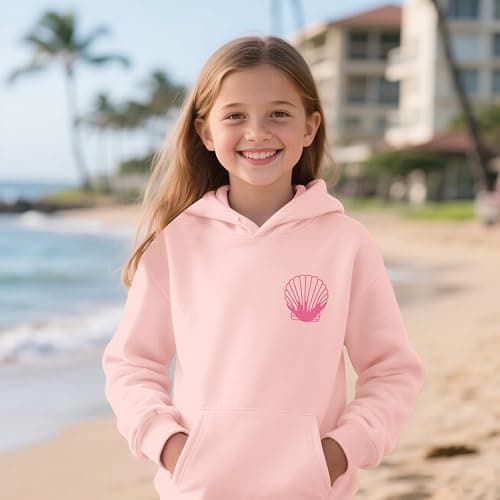 Lubpow Cute Pink Hoodie Kids Girls Aesthetic Preppy Hibiscus Flower Puff Hoodies Kawaii Hawaii Palm Beach Graphic Pullover thumbnail 5