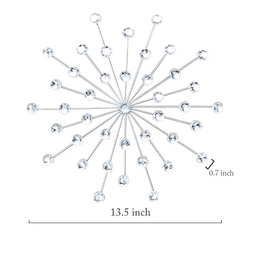 ZEXUIRU 3 Set Silver Metal Jeweled Wall Art Bling Crystal Home Décor Sun Burst Rhinestone Wall Hanging Diamond Accents thumbnail 6