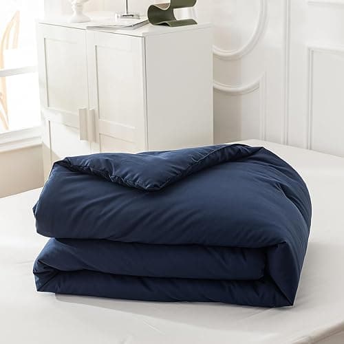 Cottonight Navy Blue Comforter Set Twin Men Boys Navy Bedding Set Dark Blue Comforter Set Breathable Soft Quilts Blanket Dark Color Modern Solid Color Pure Blue Bedding Sets for Twin Bed thumbnail 2