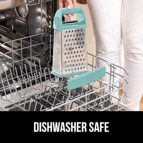 GORILLA GRIP 4-Sided 100% BPA-Free Cheese Grater With Container, Stainless Steel XL Box Graters, Parmesan Shredder, Grate Cheeses, Shred Veggies, Slip Resistant Handle, Dishwasher Safe Zester, Mint thumbnail 8