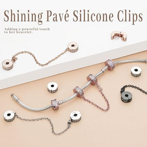 💙 Clip Stoppers for Bracelets 925 Sterling Silver Safety Chain Security for Women Charm Bracelets thumbnail 3