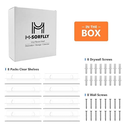 M-sorflly 8 Pack Vinyl Record Storage Shelf,4 inch Clear Acrylic Vinyl Record Holder Wall Mount,Small Versatile Floating Shelves Display for Albums thumbnail 6