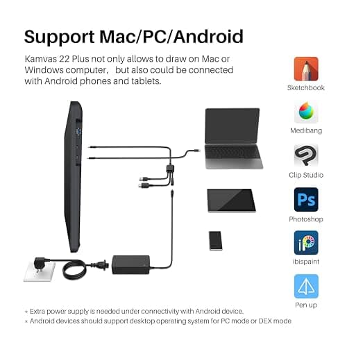 HUION Kamvas 22 Plus Graphics Drawing Tablet with Screen and Single Monitor Arm thumbnail 5