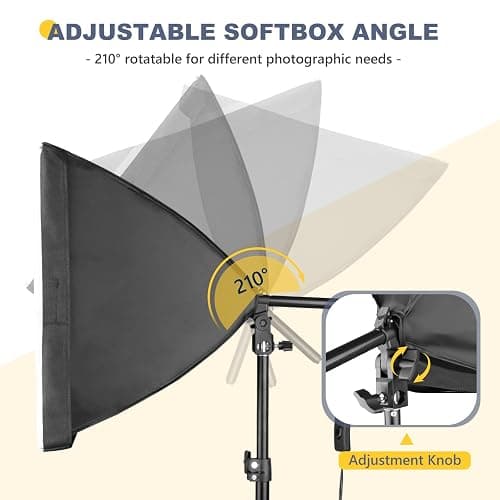 Torjim Softbox Photography Lighting Kit, 16'' x 16'' Professional Softbox Lighting Kit with 85W 3000-7500K LED Bulbs, Studio Lights for Photography/Video Recording/Live Streaming/Portraits Shooting thumbnail 6