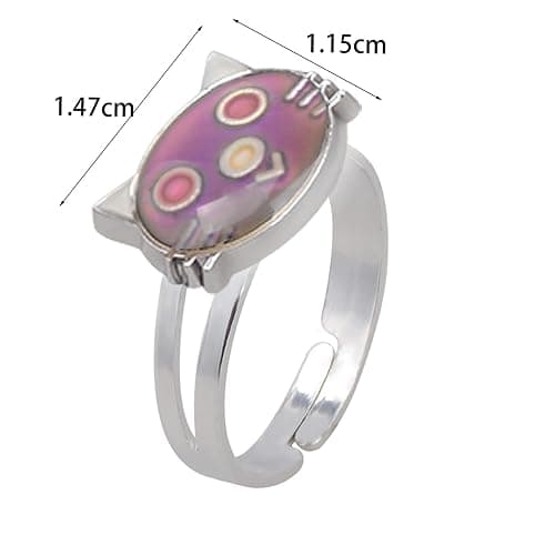 Carykon 2 PCS Oval Mood Ring Retro Style Adjustable Finger Ring For lovers Friends-One size fits all thumbnail 3