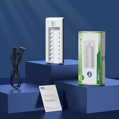 EBL AA AAA Battery Charger, 8-Bay Individual Charger for NiMH NiCD Rechargeable Batteries with AC Plug Fast Charging thumbnail 9