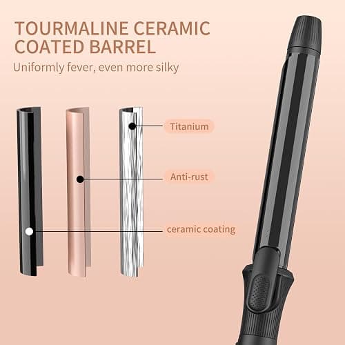 1 Inch Curling Iron with Clipped Tourmaline Ceramic Barrel Professional 1.25 Inch Hair Curler up to 450°F Dual Voltage for Traveling 60 Mins Auto Off Suit for Different (Black, 1 inch) thumbnail 7