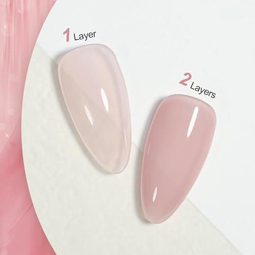 GAOY Jelly Nude Gel Nail Polish, 16ml Sheer Rose Pink Translucent Soak Off Gel Polish, UV Light Cure for Nail Art DIY, 1624 Ocean Song thumbnail 2