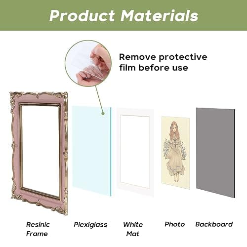 PHAREGE Vintage Picture Frame 5x7 Pink Gold, 5 by 7 Ornate Decorative Antique Frame with Mat for 4x6 Photo, Fancy Matted Frame for Desktop or Wall, Horizontal or Vertical thumbnail 6