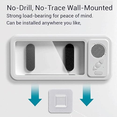2026New Waterproof Phone Holder with Speaker, Shower Phone Holder Waterproof - Built-In Smart Bluetooth Speaker,Fog-Resistant Bathroom Wall Phone Mount for Any Phones Secure Attachment Surface (White) thumbnail 5