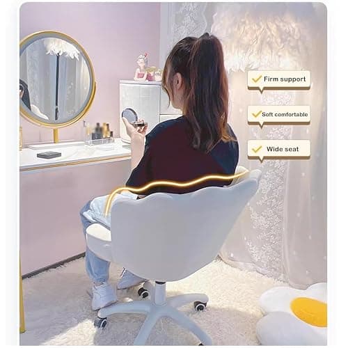 Gaming Chairs Comfortable Swivel Lift Chair Makeup Chair with Bow Pillow, Desk Chair Girls Cute Bedroom Dormitory, Small Single Sofa for Living Room, Balcony (Color : Pink B) thumbnail 4