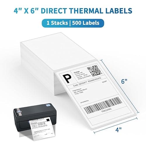 9527 Product Fanfold 4 x 6 Direct Thermal Labels White Perforated Shipping Labels, 500pcs per Stack,1 Stack thumbnail 3