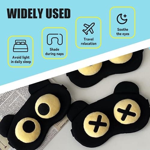 2PCS Cute Eye Mask for Sleeping - Soft Lightweight Eye Cover with Adjustable Strap, Funny Sleep Mask, Eyeshade Covers, Sleeping Mask for Women Men Travel Nap Blindfold Game thumbnail 3