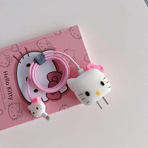 Tospania Cute Cartoon Charger Protector Case - Compatible for iPhone 18W 20W USB-C Power Adapter and Lightning Cable thumbnail 3