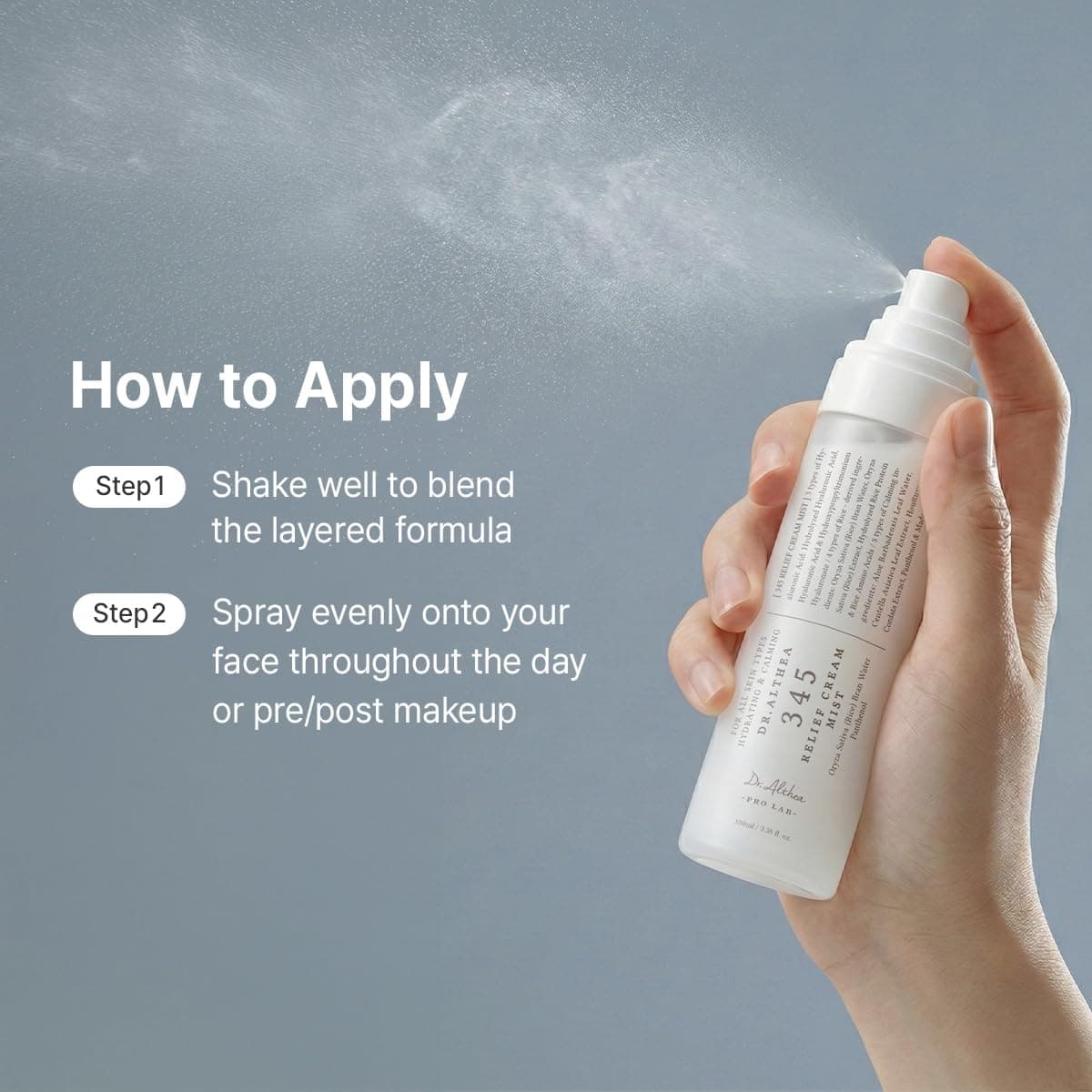 Dr.Althea 345 Relief Cream Mist | Hydrating Facial Mist with Rice Extract | Soothing Care for Sensitive Skin | Vegan Korean Skincare, 100ml thumbnail 6