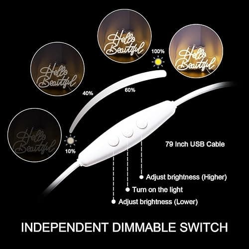 LooKLight Hello Beautiul Neon Sign,Warm White Neon Light Sign,Letters Wedding Neon Signs for Wall Decor,USB Powered Led Light Up Signs For Wedding Party Bedroom Birthday Beauty Salon thumbnail 4