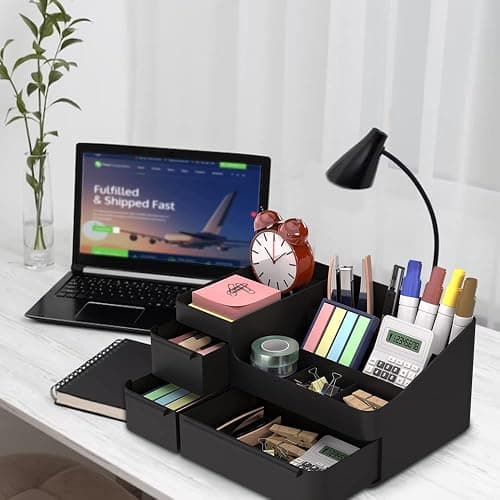 Makeup Organizer for Vanity, Bathroom Countertop Storage Display Boxes Case,Stackable Cosmetic Holder for Jewelry Hair Accessories Beauty Skincare Product Organizing with drawer organizer tray, Black thumbnail 6