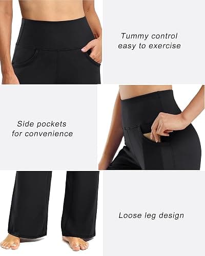 Promover Wide Leg Pants Woman Yoga Pants with Pockets Stretch Loose Casual Lounge Sweatpants Petite/Regular/Tall thumbnail 4