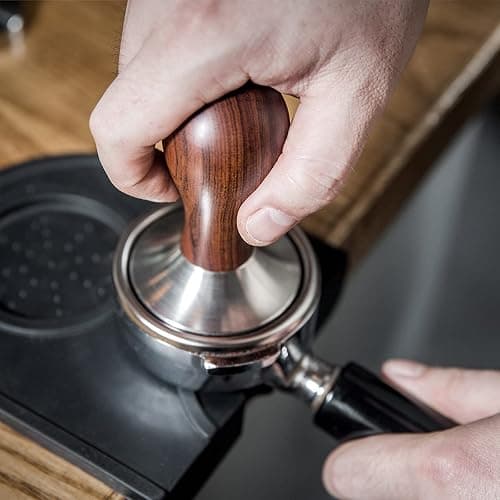 USEAMIE Coffee Tamper Espresso Press with Tamper Mat 304 Stainless Steel Flat Base Wooden Handle for Coffee Grounds Barista Espresso Machines Accessory (51MM) thumbnail 9