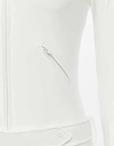 Micotaku Miraculous Cat Blanc Cosplay Costume Unisex White Elastic Leather Jumpsuit Halloween Costume thumbnail 4